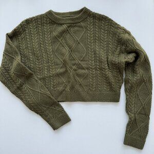 Cotton On Green Cropped Cable Knit Sweater